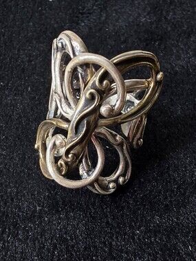925 Carolyn Pollack Two-Tone Brass  and Silver Ring Size 5